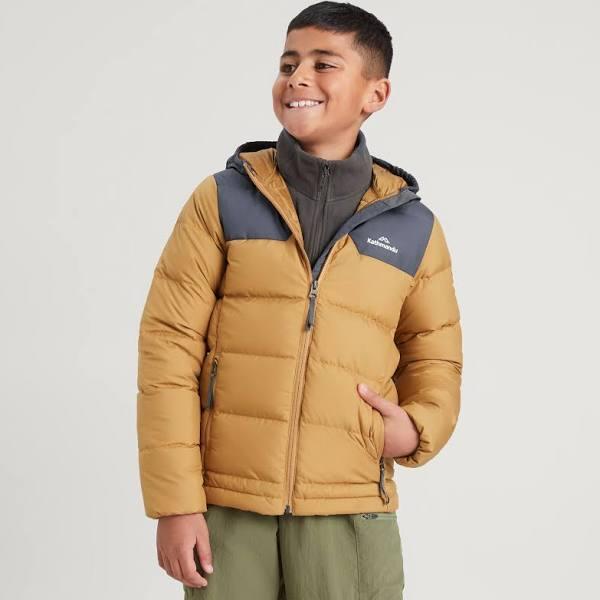 Kathmandu Epiq Boys' Down Jacket | Brown/Blue Puffer Jacket - 8yrs