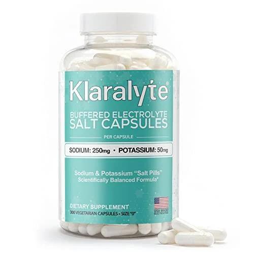 Klaralyte Buffered Electrolyte Salt Capsules, 300 Capsules Value Size, Sodium & Potassium Dietary Supplement