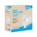 Click 40cm White Remote Controlled Wall Fan