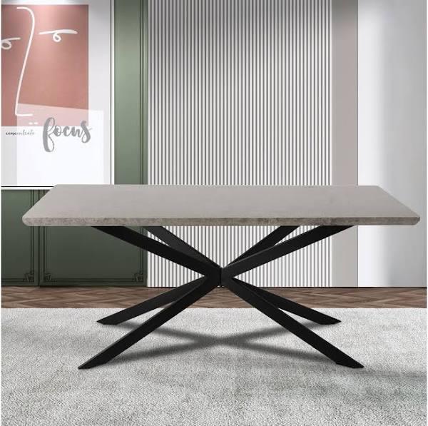 Rectangular Dining Table with Designed Legs Dark Grey