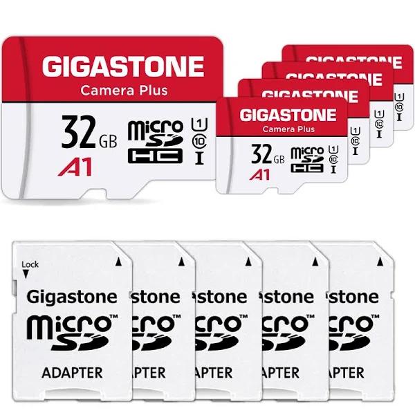 [Gigastone] Micro SD Card 32GB 5-Pack Camera Plus microSDHC Memory Card For Video Camera Wyze Cam Security Camera Roku Full HD Video Recording