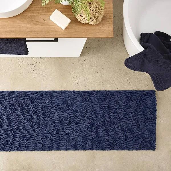 Adairs Microplush Indigo Bobble Bath Runner