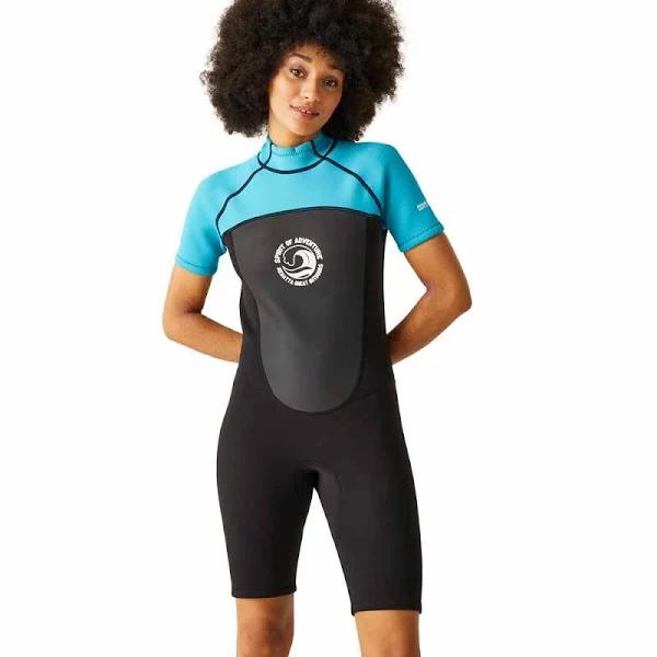 Regatta Womens Shorty Surfing Watersports Back Zip Wetsuit Tahoe/Black 10/12