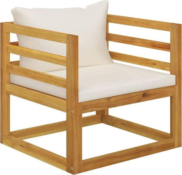 vidaXL Garden Chair With Cream Cushions Solid Acacia Wood