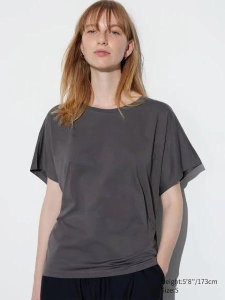 Uniqlo Airism Drape Petite T-Shirt - Gray Size XS