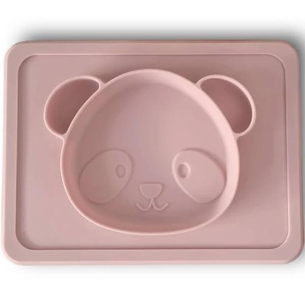 Plum My Baby Panda Silicone Plate, Blush