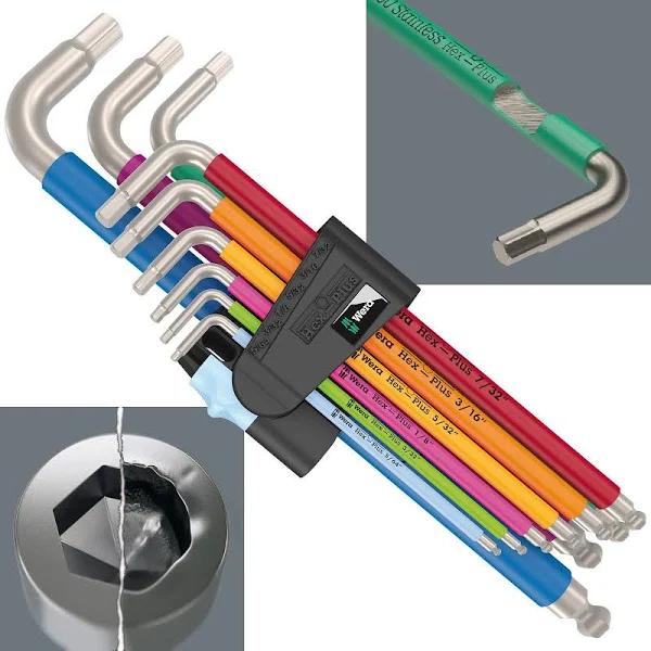 Wera 3950/9 Hex-Plus Imperial Hex Key Set Multicolor