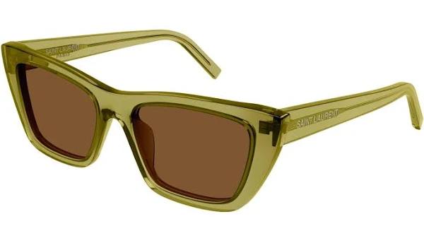 Saint Laurent SL 276 Mica 059 Acid Green Brown Sunglasses