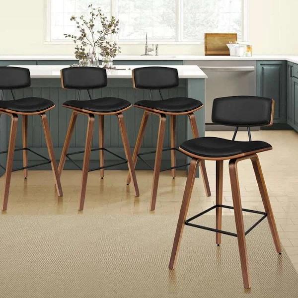 ALFORDSON 4x Wooden Bar Stools Mabel Kitchen Dining Chair Wood Vintage Black