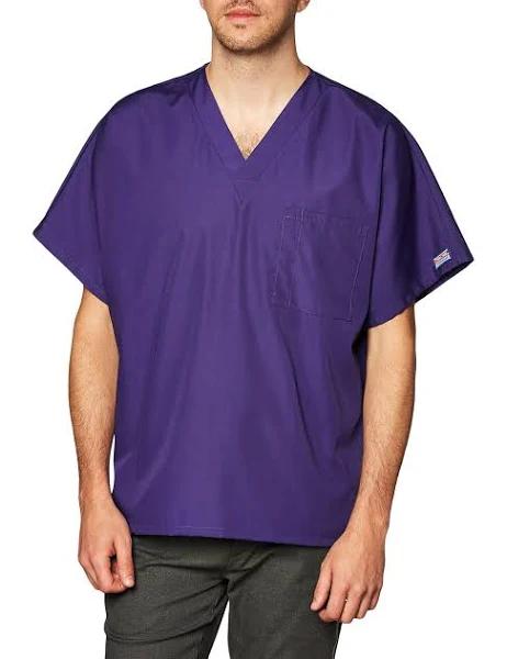 Cherokee Workwear 4777 Scrubs Top Unisex V-Neck Tunic. Grape