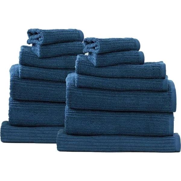 Renee Taylor 14 Piece Cobblestone Cotton Ribbed Towel - Ink