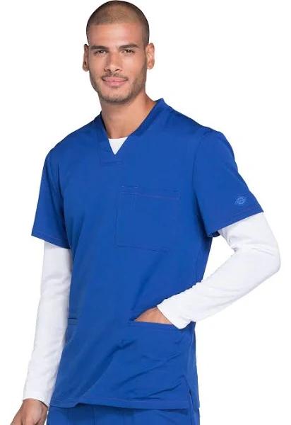 Dickies Medical Dk640 Men's V-Neck Top 91% Polyester 9% Spandex Textured Dobby, Price/Each - Galaxy Blue, M