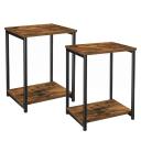 VASAGLE Side Table Set of 2 Vintage Brown With Storage Shelf