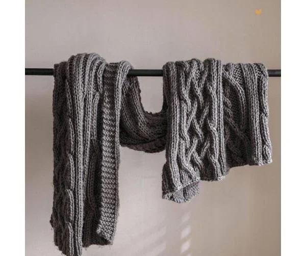 Hand Knitted Soft Acrylic Yarn Home Decor Blanket Throw Rug 130x160cm Charcoal - AfterPay & zipPay Available