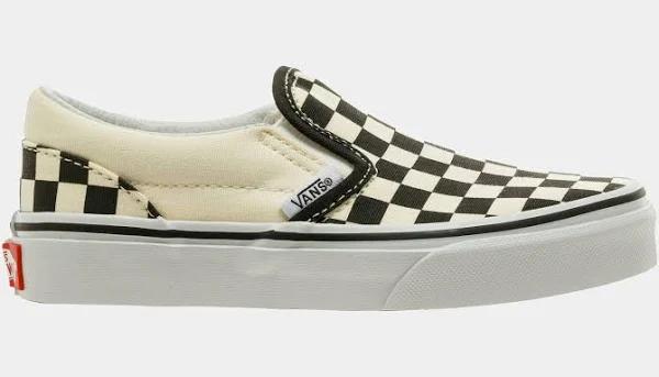 Vans Classic Checkerboard Kids Slip On Shoes - Black White