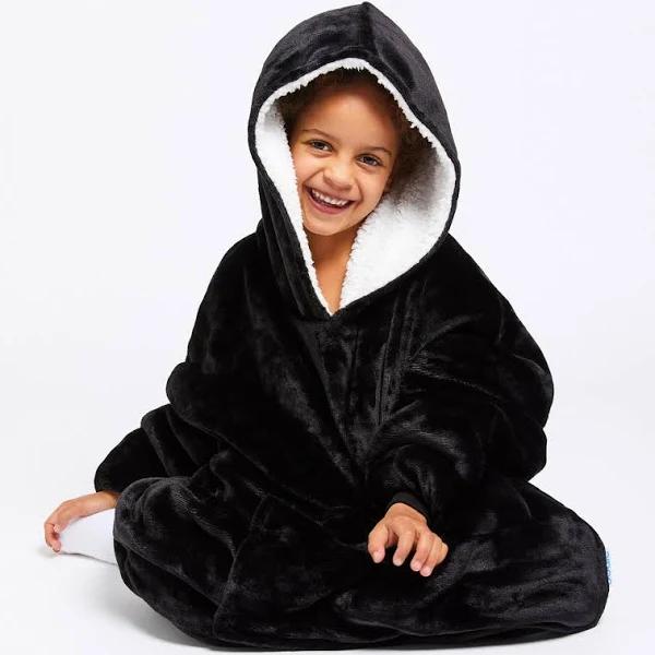 The Oodie Oversized Sherpa Wearable Blanket Hoodie For Kids, Girls & Boys Wearable Blanket (Black Oodie)