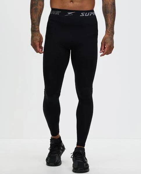 Supacore - Men's Black Tights - Seamless Body Mapped Power Running Tights - Men's - Size One Size, M at The Iconic