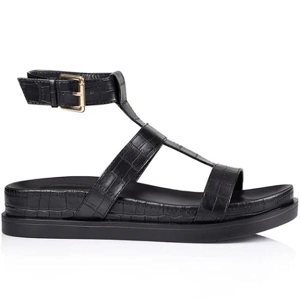 Oshea Chunky Sandals - Black Croc - 38 - AfterPay & zipPay Available