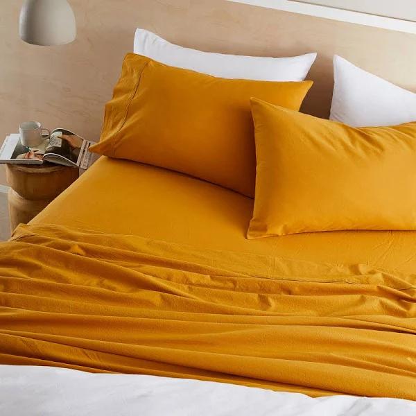 MyHouse Stonewash Fitted Sheet Double / Mango