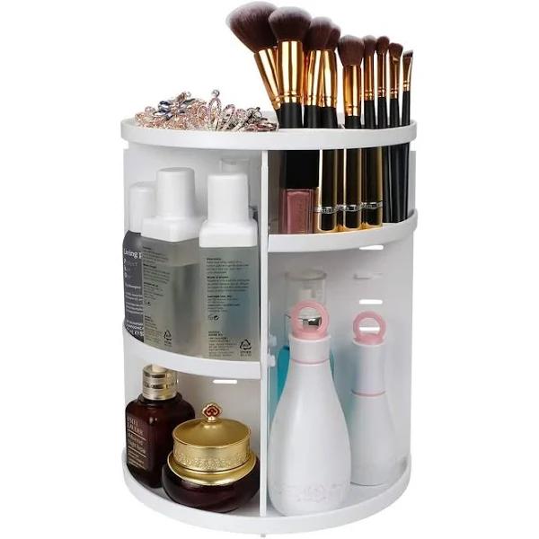 360 Degree Spinning Makeup Organizer, Mulit-function Makeup Display Case White - AfterPay & zipPay Available