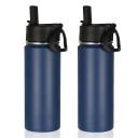 Volhoply 18oz Insulated Water Bottle Bulk 2 Pack,Kids Stainless Steel Water Bottles With Straw Lid,Double Wall Vacuum Metal Thermos bottle,wide