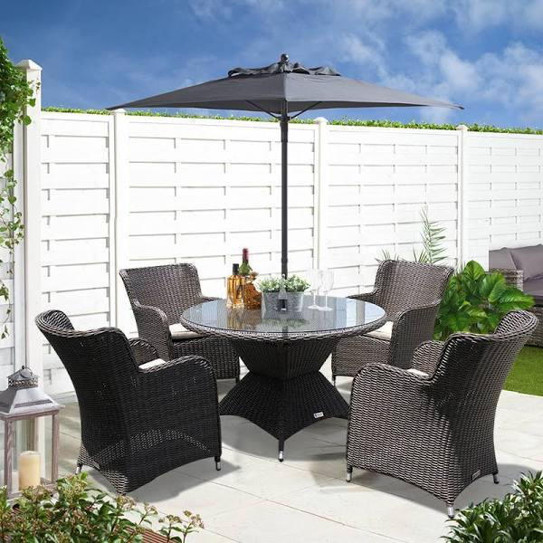 Ormond - Affordable 5 Piece Outdoor Wicker Round Table Dining Set