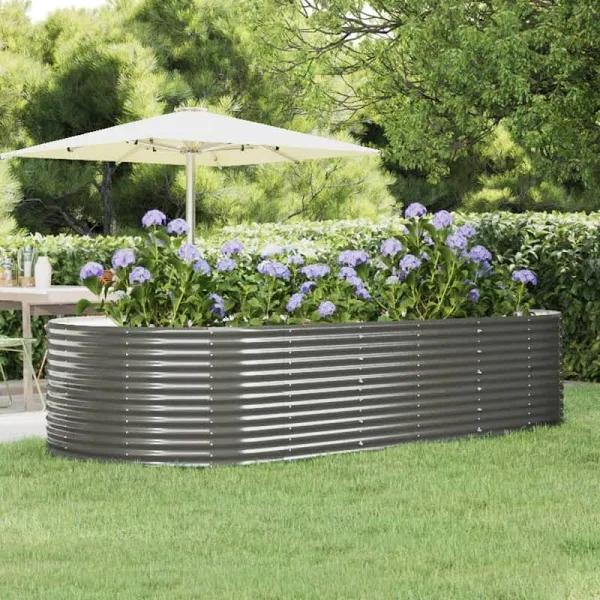 vidaXL Garden Planter Grey 291x140x68 cm Powder-coated Steel