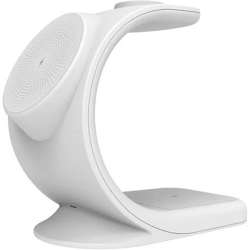 Laser ChargeCore 3-in-1 Wireless Charging Station - White