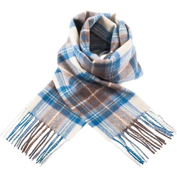 Edinburgh 100% Lambswool Tartan Scarf Stewart Muted Blue One Size