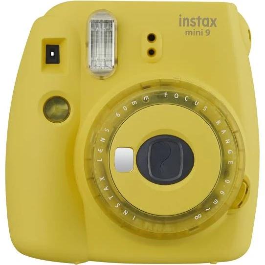 FUJIFILM INSTAX Mini 9 Instant Film Camera Yellow with Clear Accents, Analog Cameras, AA