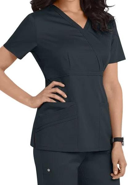 Cherokee Luxe 1841 Scrubs Top Womens Mock Wrap Pewter