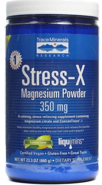 Trace Minerals Stress-X Magnesium Powder, 350mg, Lemon Lime - 23.3 oz jar