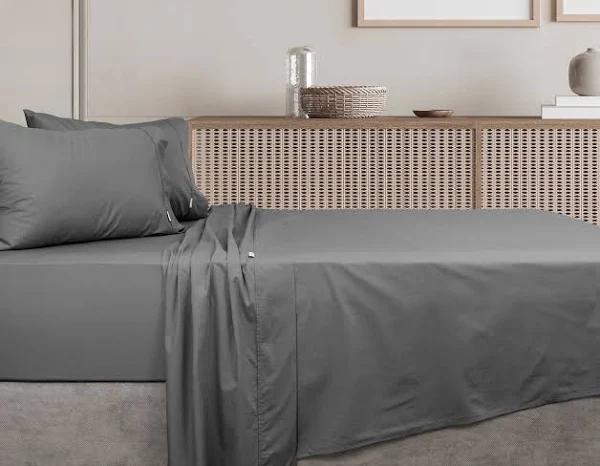 Algodon 300TC Cotton Sheet Set - King Single (Charcoal)