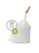 simplehuman Code G 30L Custom Fit Bin Liners, White, CW0166