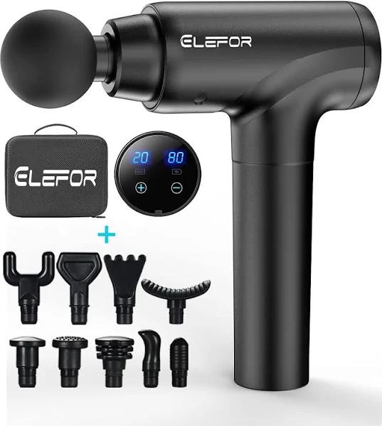 EleFor Massage Gun Deep Tissue,Percussion Back Massager Gun for Athletes Muscle Massage Gun for Pain Relief with 10 Massage Heads & 20 Speeds (Matte Black)