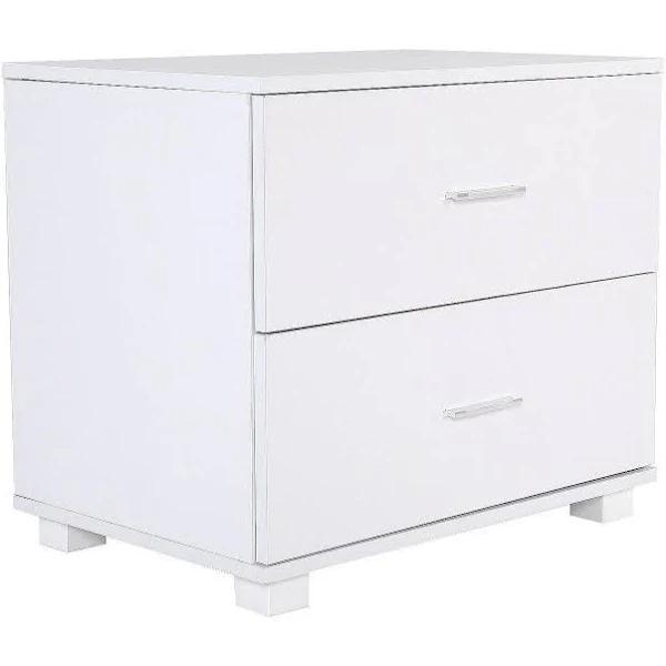 Bedside Table Side Storage Cabinet Nightstand Bedroom 2 Drawer Legs Etta White