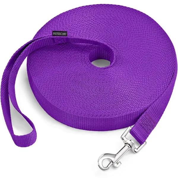 15ft 20ft 30ft 50ft Long Lead-Training Leash/Long Line Dog Leash Great For Dog/Puppy Training,Play,Camping,Extra Long Dog Leash(30 Feet,Purpule)