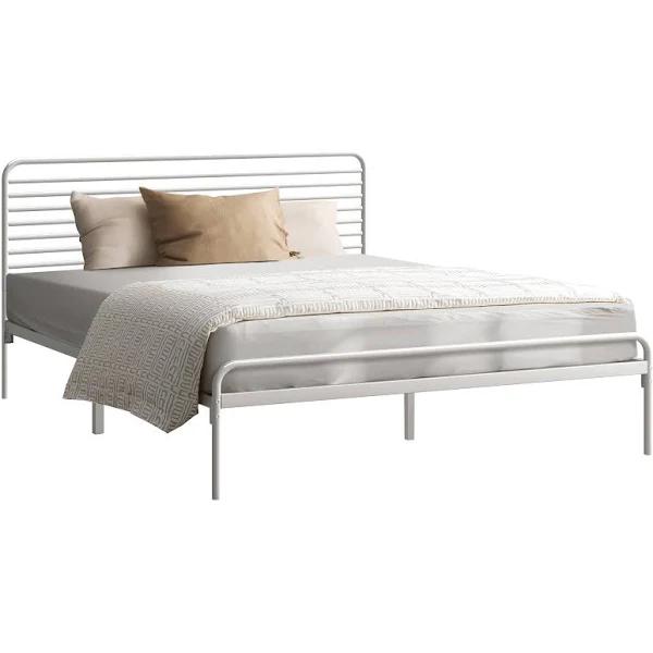 Oikiture Metal Bed Frame Double Size Bed Base Beds Platform White