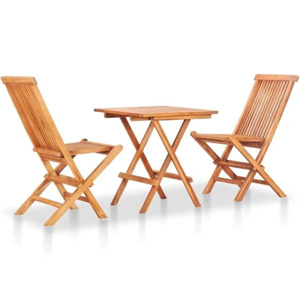 vidaXL 3 Piece Folding Bistro Set Solid Teak Wood