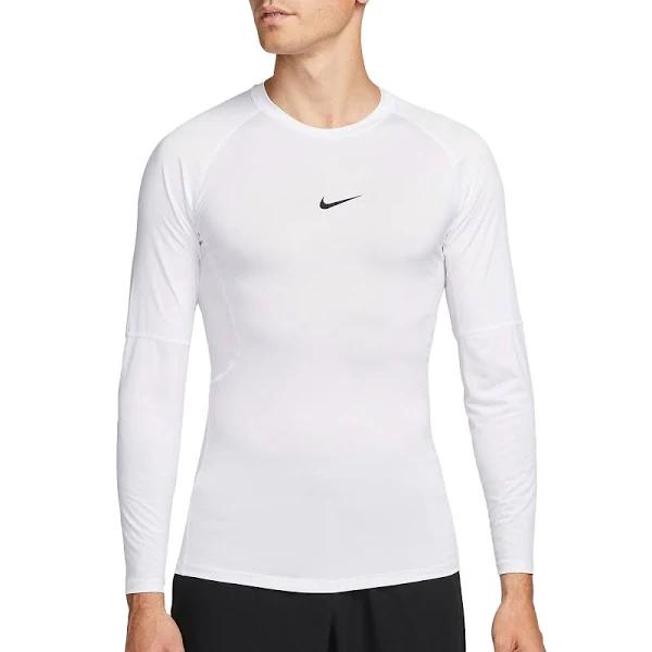 Nike Pro Men's Dri-FIT Tight Long-Sleeve Fitness Top - 50% Recycled Polyester - White