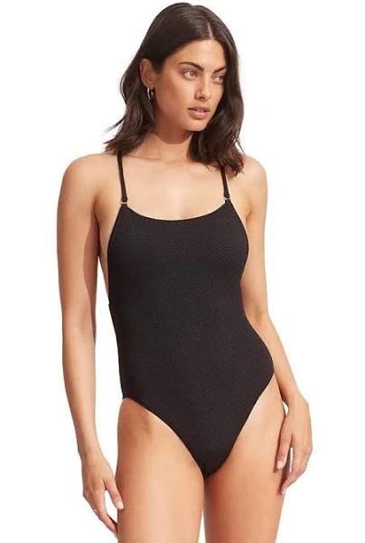 Seafolly Sea Dive Scoop Neck One Piece Swimsuit - Black- Swimwear Galore