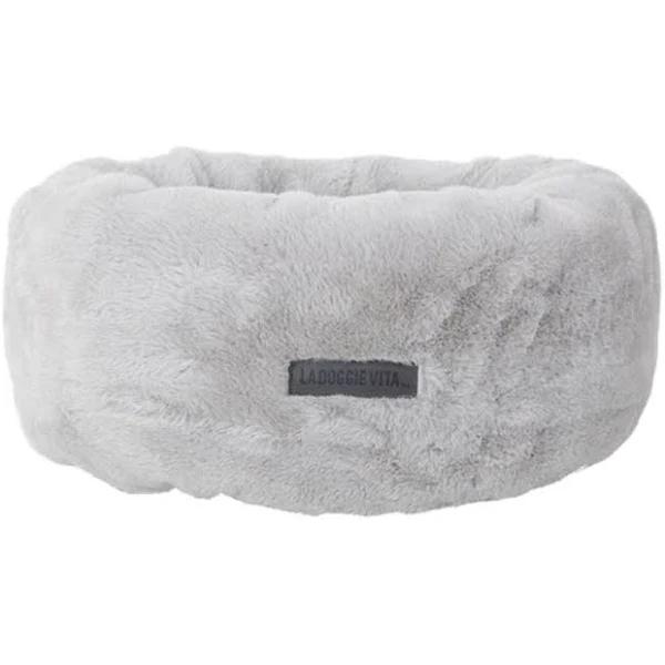 La Doggie Vita Donut Plush Silver Dog Bed - Medium