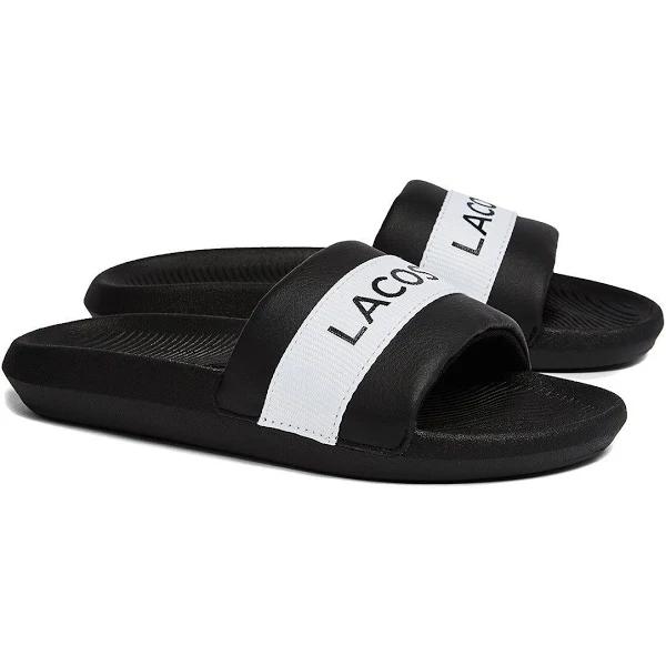 Lacoste Croco Slide Flip Flops Black White Women - 37