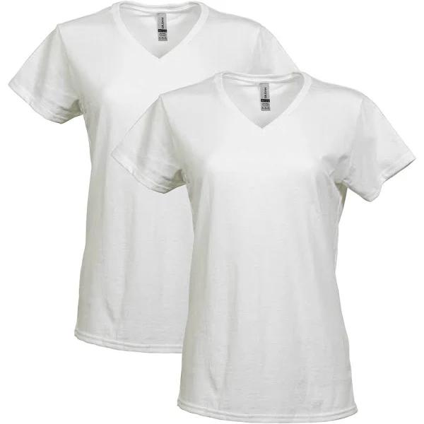 Gildan Womens Heavy Cotton V-Neck T-Shirt, 2-Pack Short Sleeve T-Shirt