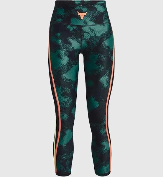 Under Armour Women's Project Rock HeatGear Printed Ankle Leggings Green XS