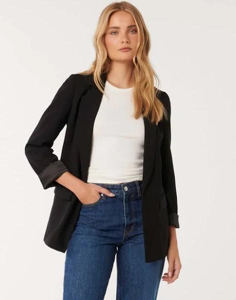 Forever New Mason Boyfriend Blazer in Black, Size 8 AU