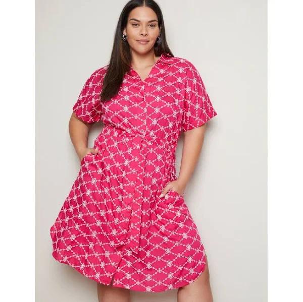 Autograph - Plus Size - Short Sleeve Embroidered Summer Dress