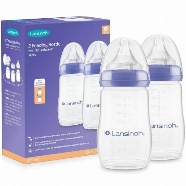 Lansinoh Momma Plastic Bottle with NaturalWave Medium Flow Teat Twin P