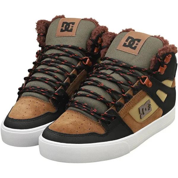 DC Shoes Pure High-Top WC Winter Mens Skate Trainers in Brown Green - 7 UK