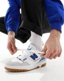 New Balance 550 Sneakers with Suede Toe in White and Blue